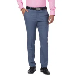 Park Avenue Grey Super Slim Fit Checks Trousers-picture-44