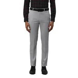 Park Avenue Grey Super Slim Fit Checks Trousers-picture-33