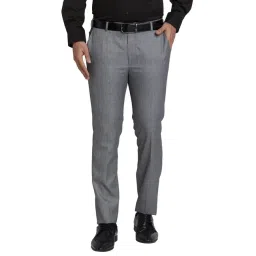 Park Avenue Grey Super Slim Fit Texture Trousers-picture-41