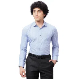 Park Avenue Light Blue Slim Fit Check Shirt-picture-17