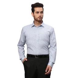 Park Avenue Light Blue Slim Fit Check Shirt-picture-34