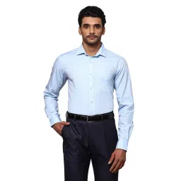 Park Avenue Light Blue Slim Fit Self Design Shirt-picture-41