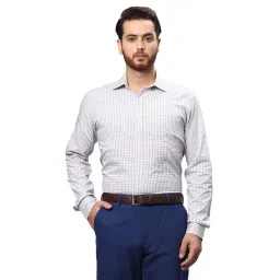 Park Avenue Light Grey Slim Fit Check Cotton Shirt-picture-45