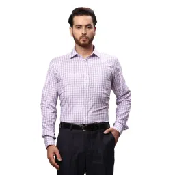 Park Avenue Light Violet Slim Fit Check Cotton Shirt-picture-44
