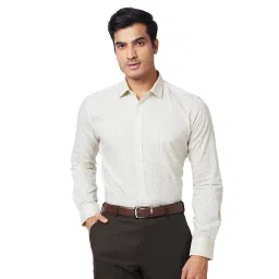 Park Avenue Light Yellow Slim Fit Check Shirt-picture-40