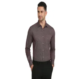 Park Avenue Maroon Pure Cotton Slim Fit Printed Formal Shirt-picture-27