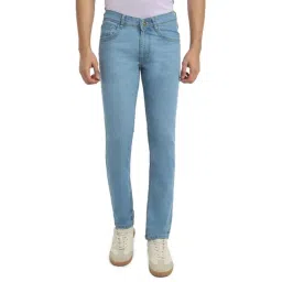 Park Avenue Medium Blue Cotton Blend Super Slim Fit Jeans-picture-22