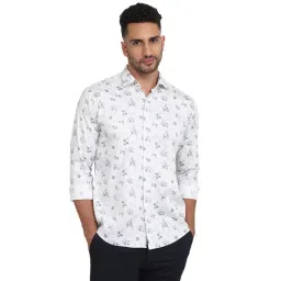 Park Avenue Medium Blue Cotton Printed Slim Fit Shirt-picture-22