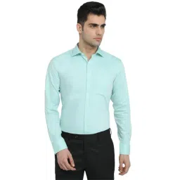 Park Avenue Medium Green Solid Slim Fit Shirt-picture-11