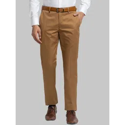 Park Avenue Men Beige Slim Fit Trousers-picture-31