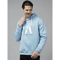 Park Avenue Men Blue & White Brand Logo Printed Hooded Sweatshirt-picture-26