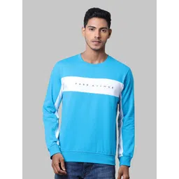 Park Avenue Men Blue & White Printed Cotton Sweatshirt-picture-16
