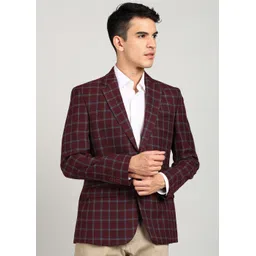 park avenue Men Checkered Single Breasted Formal Blazer-picture-14