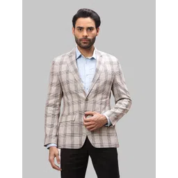 park avenue Men Checkered Single Breasted Formal Blazer-picture-20