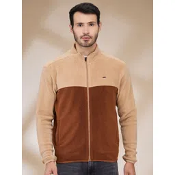 Park Avenue Men Colourblocked Mock Collar Front-Open Sweatshirt-picture-22