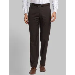 Park Avenue Men Flat-Front Plain Mid-Rise Formal Trousers-picture-34