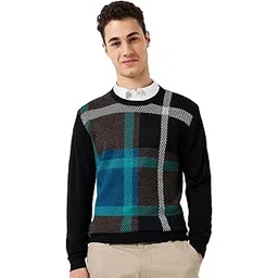 park avenue Men Full Sleeve Regular Fit Jacquard Pattern Acrylic Wool Blend Round Neck Round Neck Casual Sweater-picture-53
