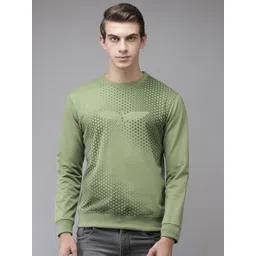 Park Avenue Men Olive Green Printed Sweatshirt-picture-11