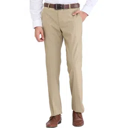 park avenue Men Regular Fit Beige Polyester Trousers-picture-12