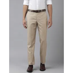 park avenue Men Regular Fit Beige Viscose Rayon Trousers-picture-30