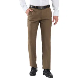 park avenue Men Regular Fit Brown Polyester Trousers-picture-14