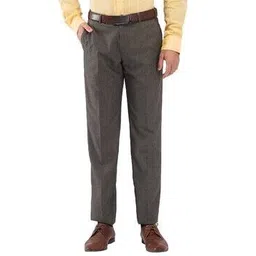 park avenue Men Relaxed-Fit Flat-Front Trousers with Insert Pockets-picture-16