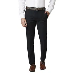 park avenue Men Slim Fit Dark Blue Crepe Trousers-picture-13