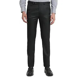 park avenue Men Slim Fit Dobby Pattern Poly Viscose Blend Flat Front Formal Trouser-picture-35