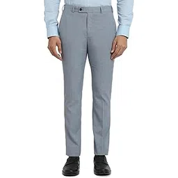park avenue Men Slim Fit Solid Pattern Polyester Blend Flat Front Formal Trouser Light Blue-picture-40