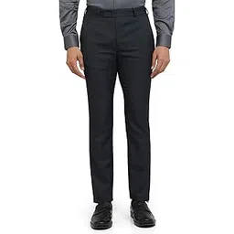 park avenue Men Slim Fit Solid Pattern Polyester Blend Flat Front Formal Trouser Medium Grey-picture-22