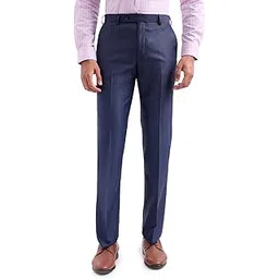park avenue Men Smart Fit Birds Eye Pattern Poly Viscose Lycra Blend Flat Front Formal Trouser-picture-21
