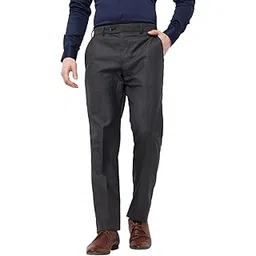park avenue Men Smart Fit Solid Pattern Poly Viscose Blend Flat Front Formal Trouser (Size:30)-PMTX07128-G6 Dark Grey-picture-53