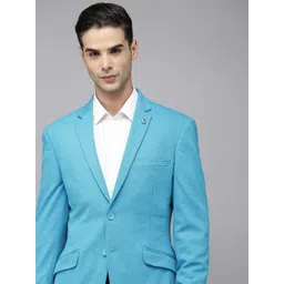 park avenue Men Solid Single Breasted Formal Blazer-picture-31