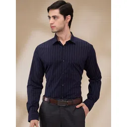 Park Avenue Men Spread Collar Vertical Striped Cotton Slim Fit Formal Shirt-picture-17