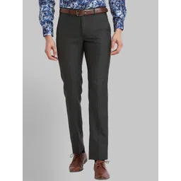 Park Avenue Men Textured Checked Slim Fit Formal Trousers-picture-28