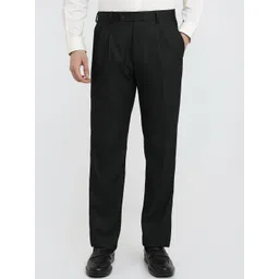 Park Avenue Men Textured Slim Fit Pleated Formal Trousers-picture-34
