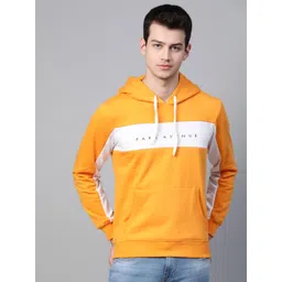 Park Avenue Men Yellow & White Printed Hooded Sweatshirt-picture-23