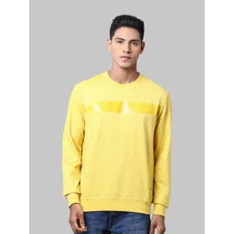 Park Avenue Men Yellow Printed Round Neck Cotton Sweatshirt-picture-22