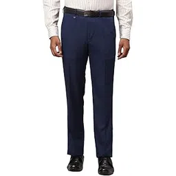 park avenue Men's Flat Front Smart Fit Dark Blue Formal Trouser-picture-12