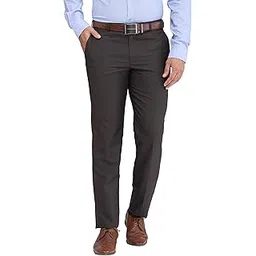 park avenue Men's Mid Rise Regular Fit Checks Pattern Polyester Viscose Blend Flat Front Trouser-picture-29