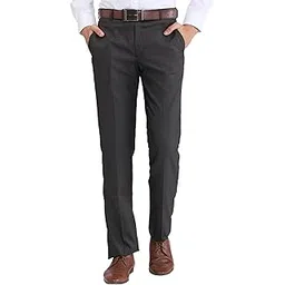 park avenue Men's Mid Rise Regular Fit Stripe Pattern Poly Viscose Blend Flat Front Formal Trouser-picture-24