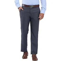 park avenue Men's Mid Rise Regular Fit Stripe Pattern Polyester Blend Flat Front Formal Trouser-picture-52