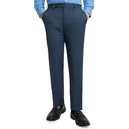 park avenue Men's Neo Fit Polyester Blend Stripe Pattern Flat Front Formal Regular Fit Trouser-picture-46