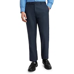 park avenue Men's Regular Fit Checks Pattern Poly Viscose Blend Flat Front Formal Trouser-picture-38