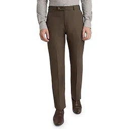 park avenue Men's Regular Fit Solid Pattern Poly Viscose Blend Flat Front Formal Trouser (Size: 36)-PMTX07780-O8 Dark Brown-picture-42