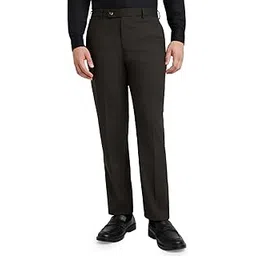 park avenue Men's Regular Fit Solid Pattern Polyester Blend Flat Front Formal Trouser-picture-10