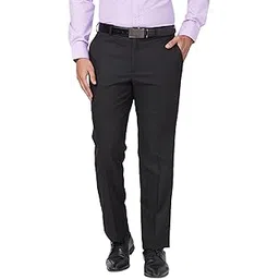 park avenue Men's Regular Fit Solid Pattern Polyester Blend Pleated Formal Trouser-picture-35