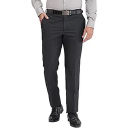park avenue Men's Regular Fit Solid Pattern Polyester Viscose Blend Flat Front Trouser-picture-29