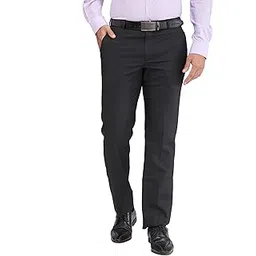 park avenue Men's Regular Fit Stripe Pattern Polyester Viscose Blend Flat Front Trouser-picture-36