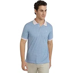 park avenue Men's Slim Fit Print Pattern Cotton Polyester Blend Polo Neck Half Sleeve Casual T-Shirt-picture-19